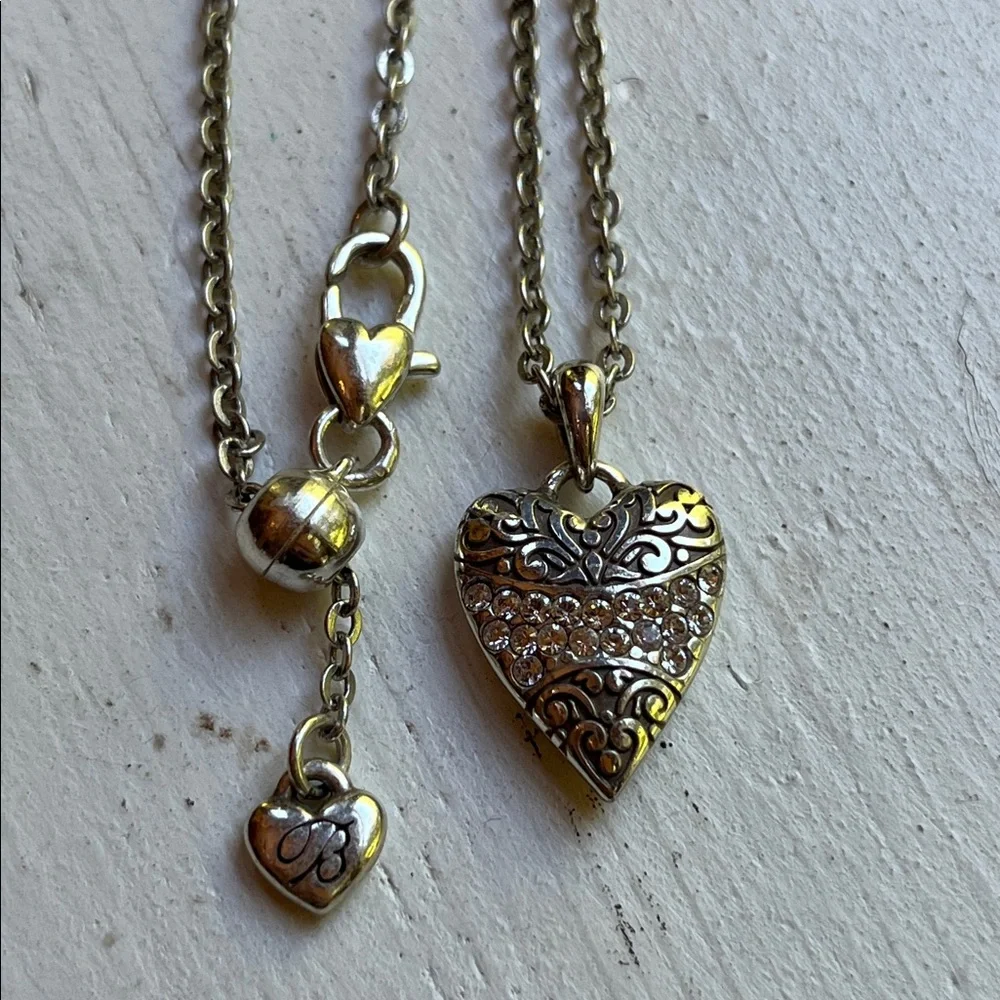 Retired Brighton reversible love rhinestone heart adjustable necklace - Picture 5 of 14